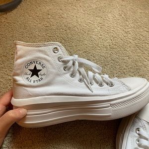 White Converse high-tops, lightly warn, super cute!!
